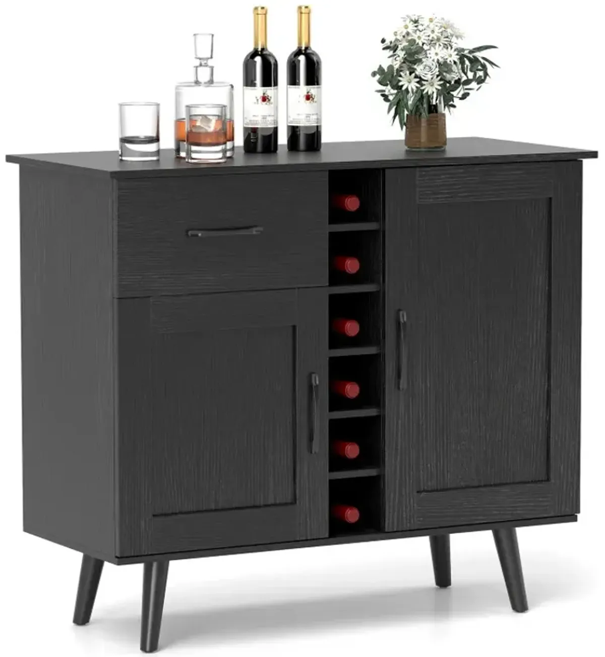 Modern Wine Bar Buffet Cabinet with 6-Bottle Wine Rack