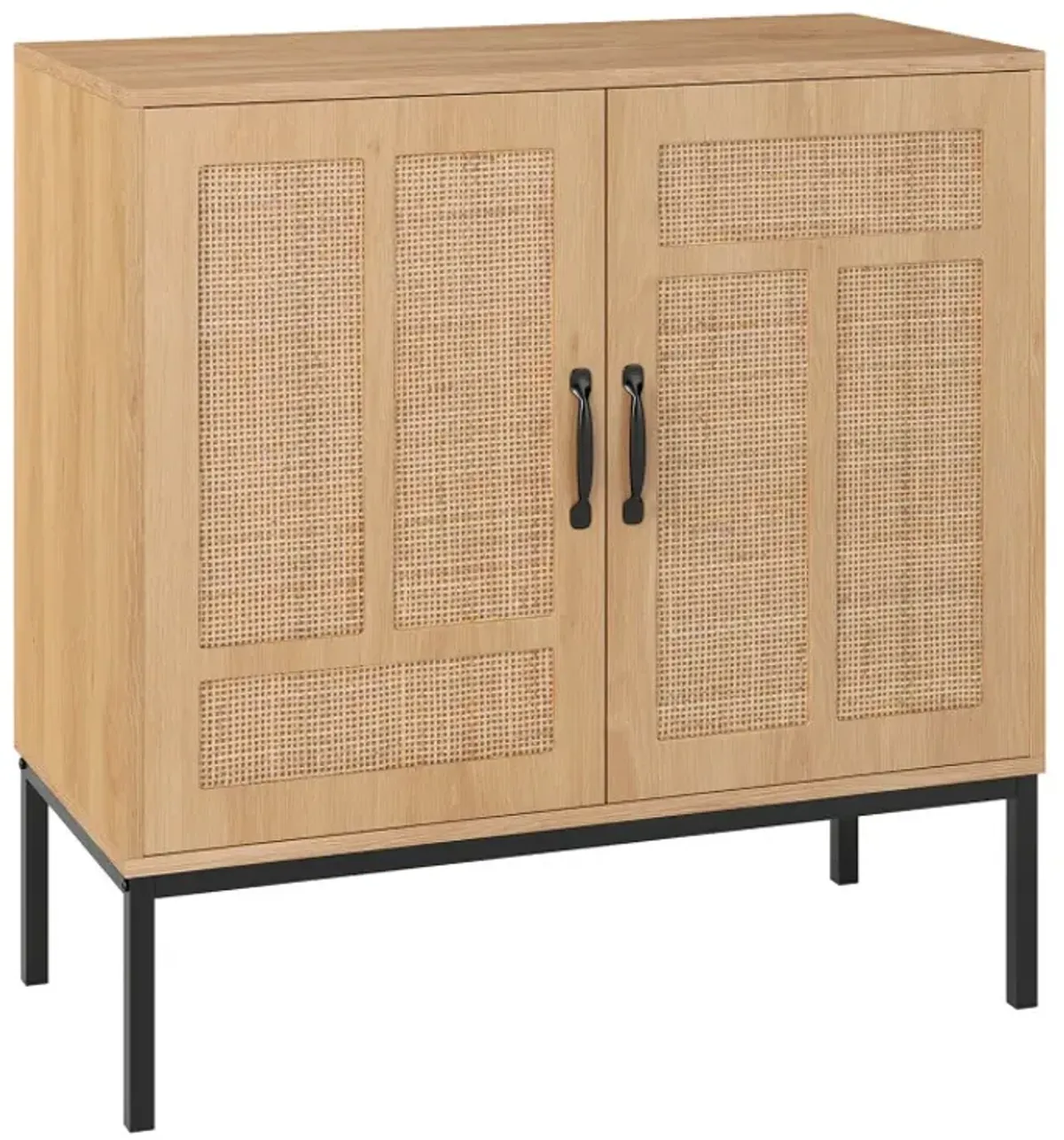Boho Storage Cabinet with Asymmetrical Pattern Doors for Kitchen