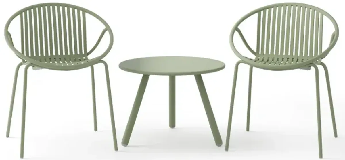 All Weather PP Patio Conversation Set with Round Coffee table and 2 Chairs