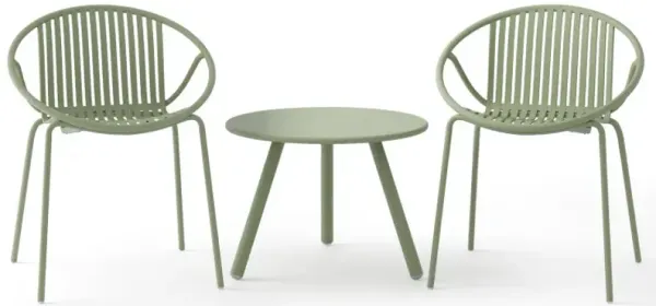 All Weather PP Patio Conversation Set with Round Coffee table and 2 Chairs