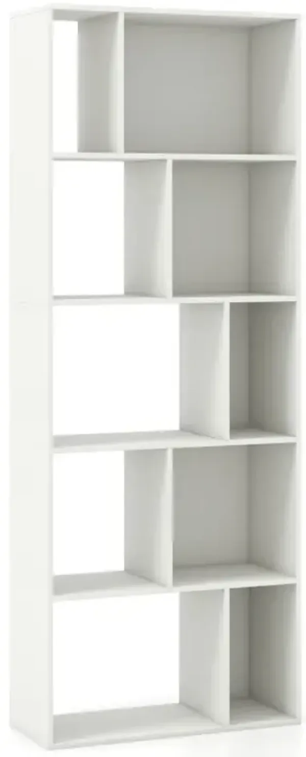 63 Inch 5-Tier Geometric 10-Cube Bookshelf Tall Bookcase
