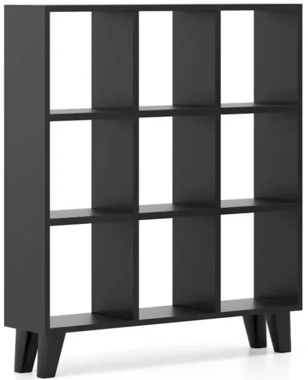9-Cube Bookcase with 6 Removable Shelves and Raised Support Feet