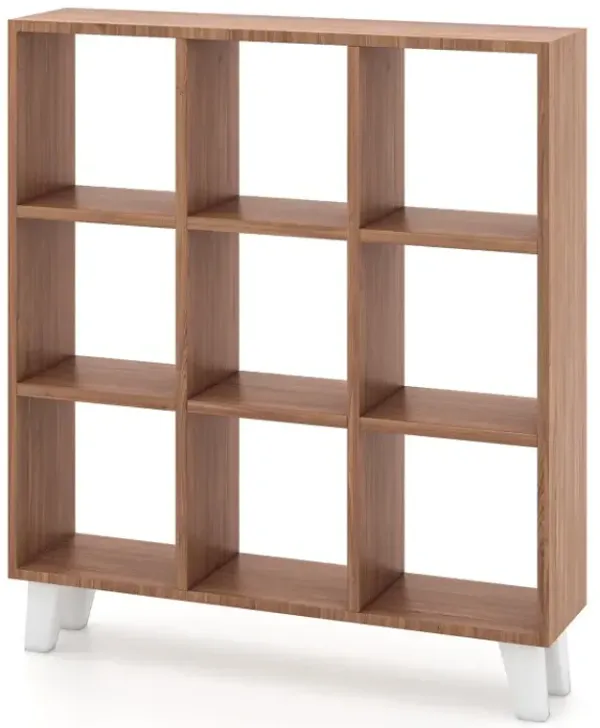9-Cube Bookcase with 6 Removable Shelves and Raised Support Feet