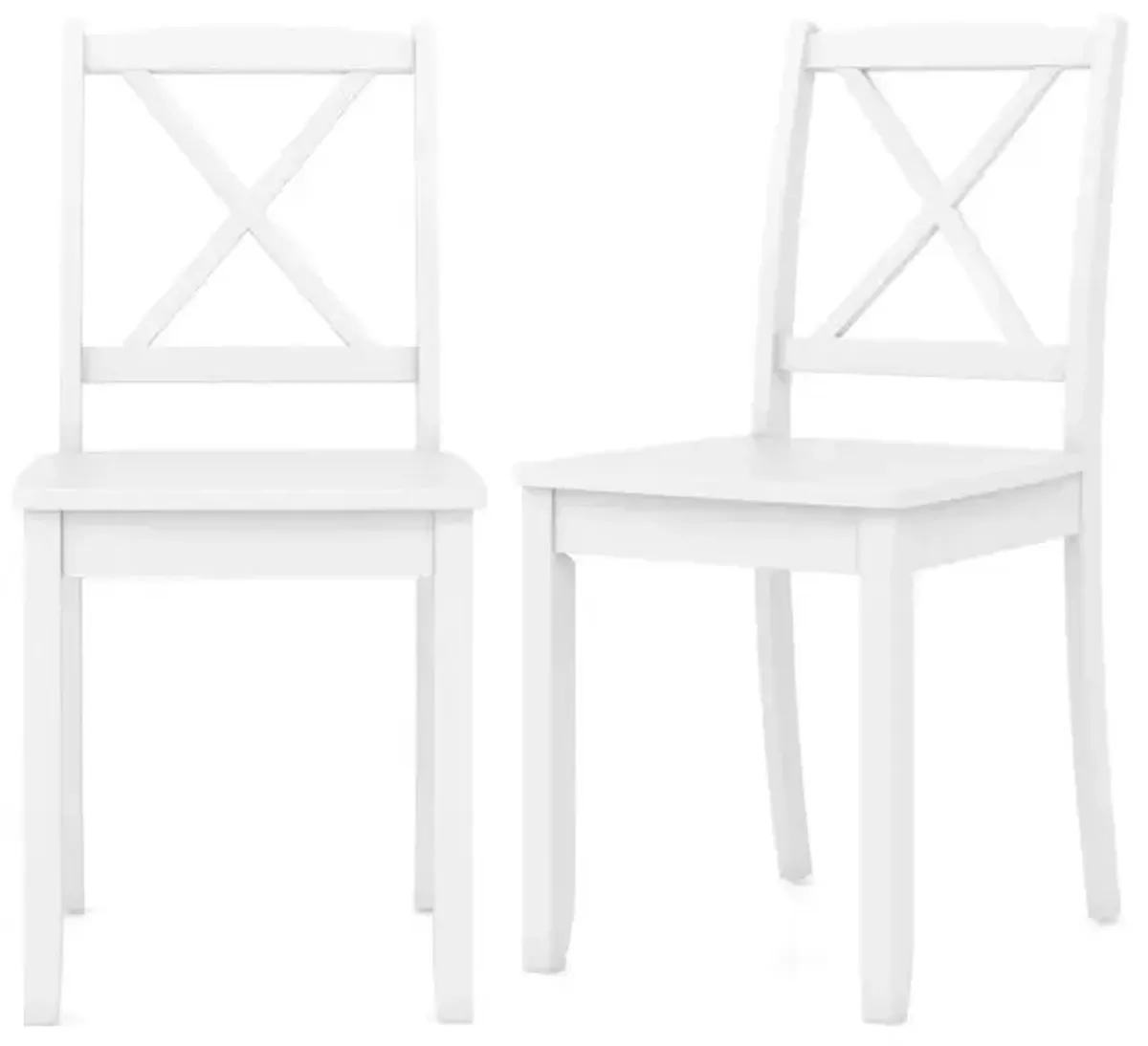 Wood Dining Chair Set of 2 with Rubber Wood Legs and Curved Backrest