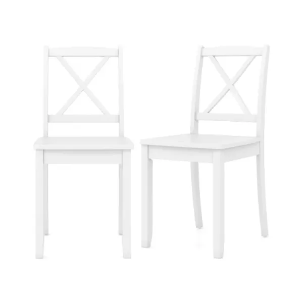 Wood Dining Chair Set of 2 with Rubber Wood Legs and Curved Backrest