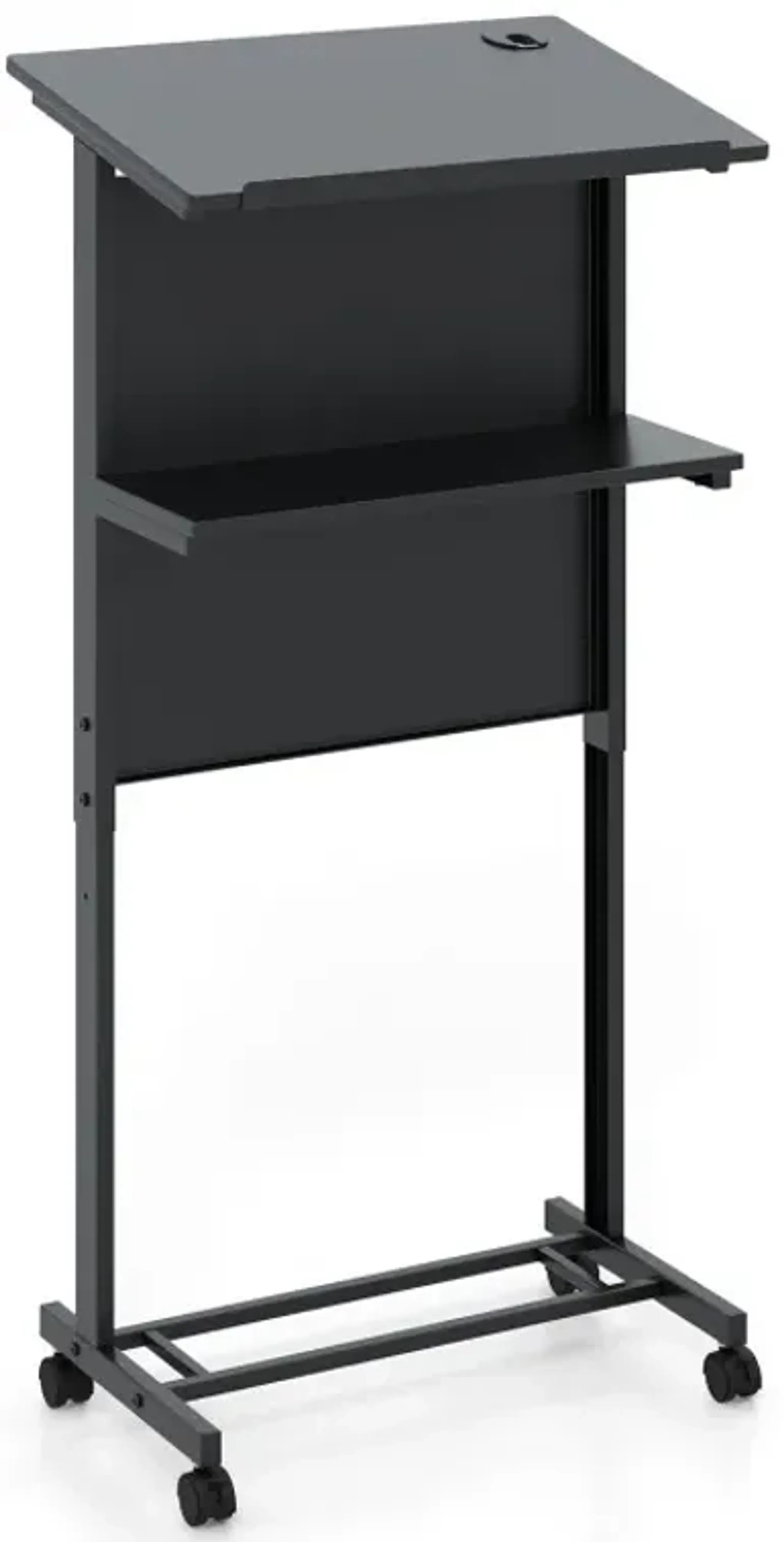 3-Position Height Adjustable Lectern Table with Tilted Tabletop ...