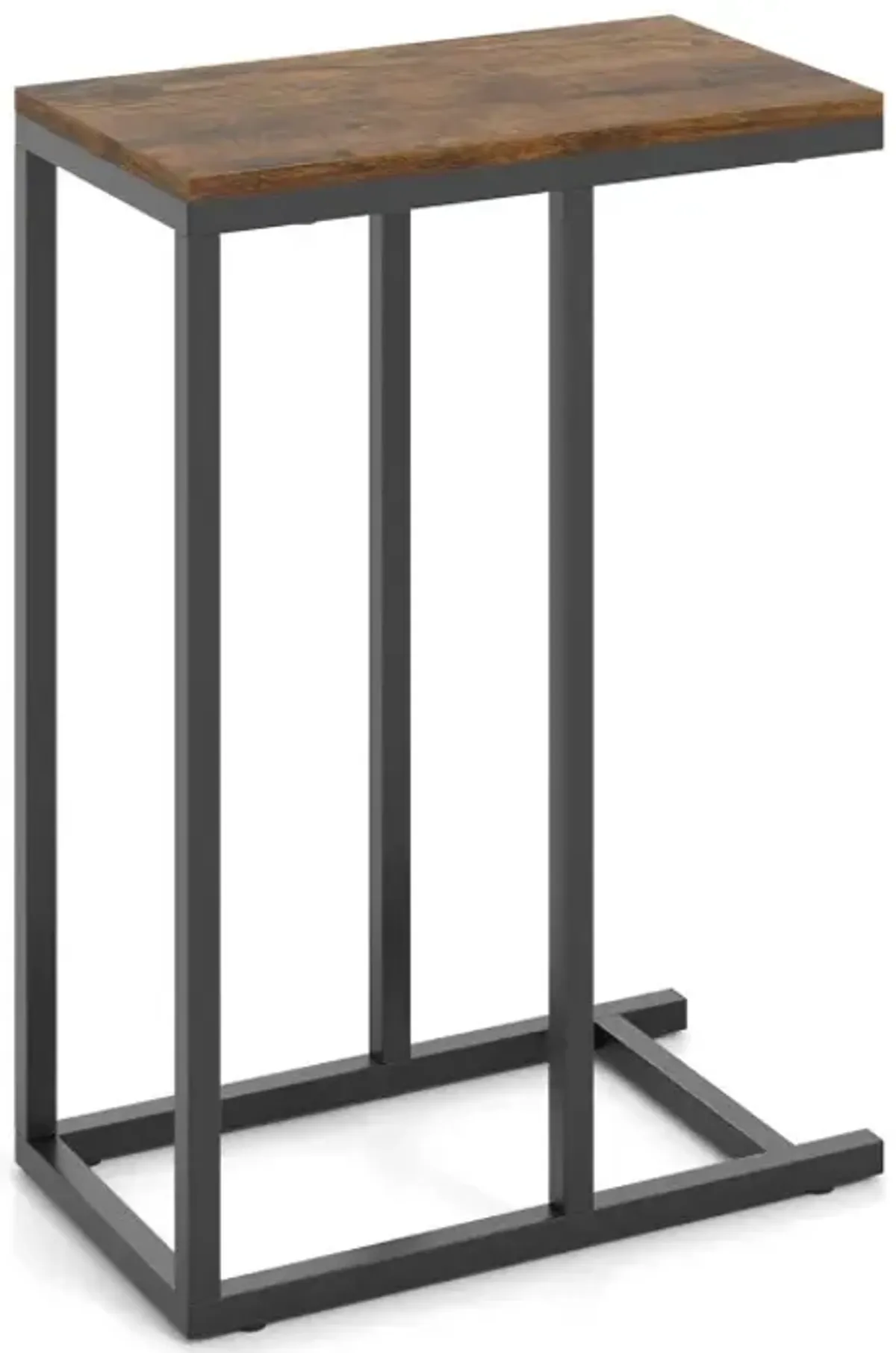 C-shaped Side Table with Heavy-duty Metal Frame