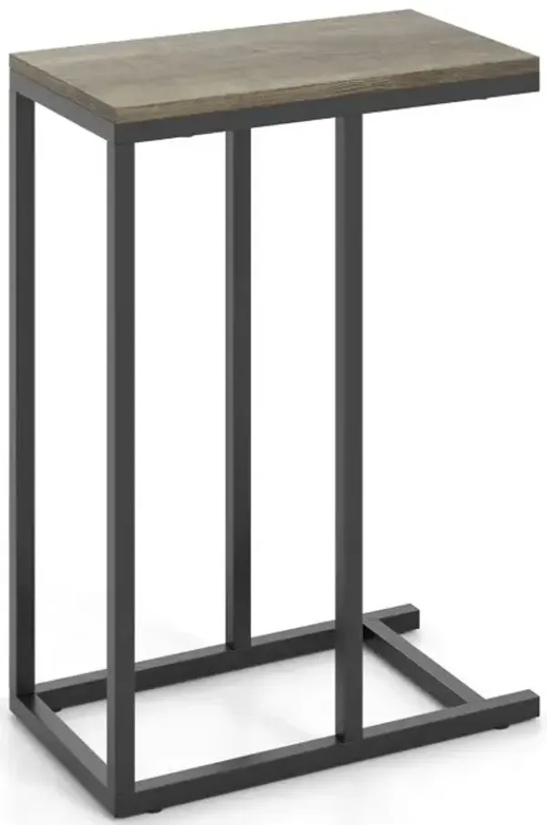 C-shaped Side Table with Heavy-duty Metal Frame