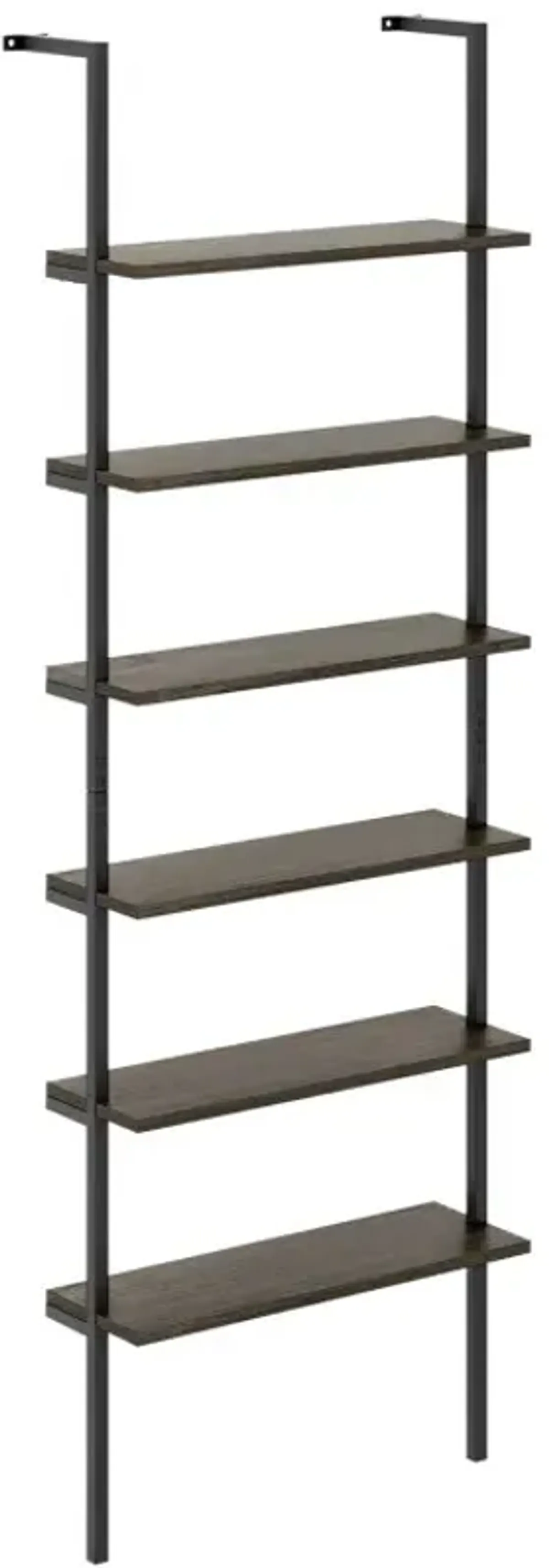 6-tier Ladder Shelf 72 Inches Industrial Wall Mounted Bookshelf