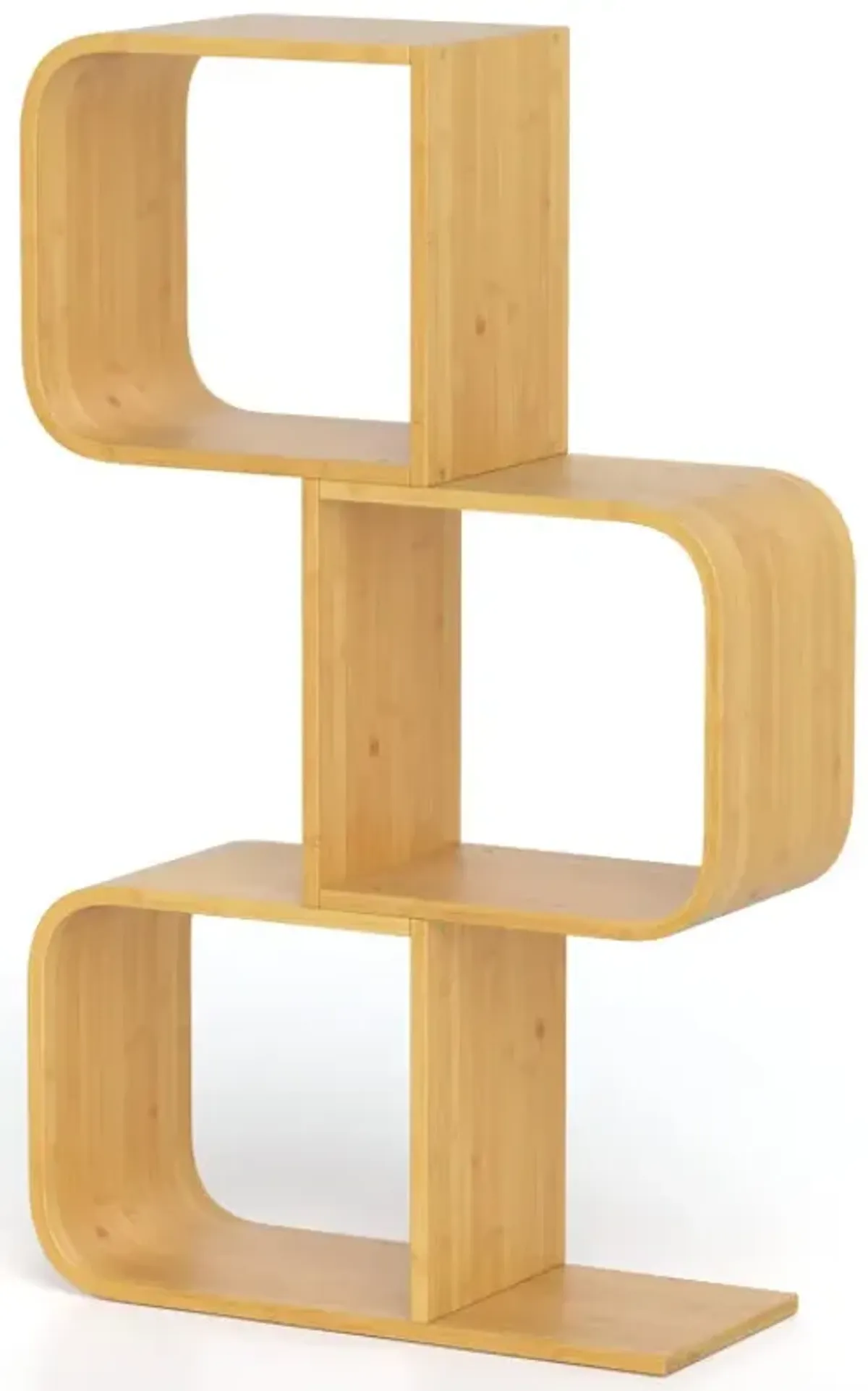 3-Tier S-Shaped Bookcase with 3 Open Cubes for Living Room