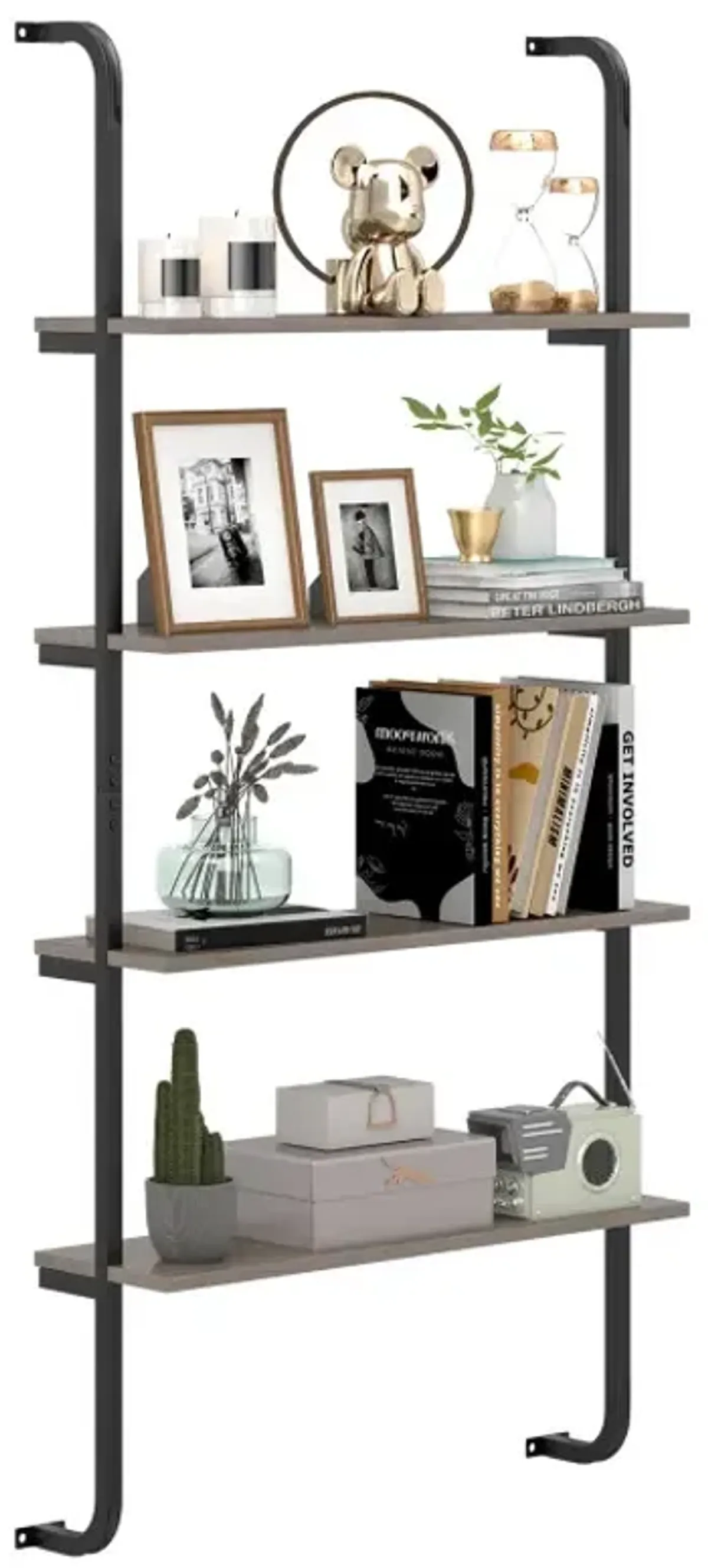 4-Tier Industrial Pipe Shelving with Metal Frame for Living Room Kitchen