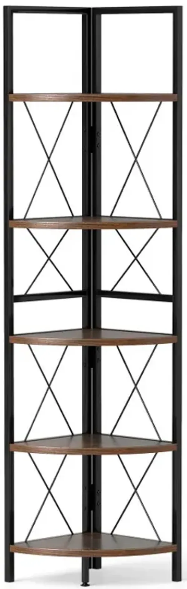 5-Tier Freestanding Corner Shelf 63 Inch Tall Storage Rack
