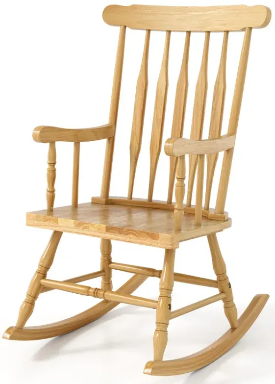 Rocking Chair with Solid Wooden Frame for Garden and Patio