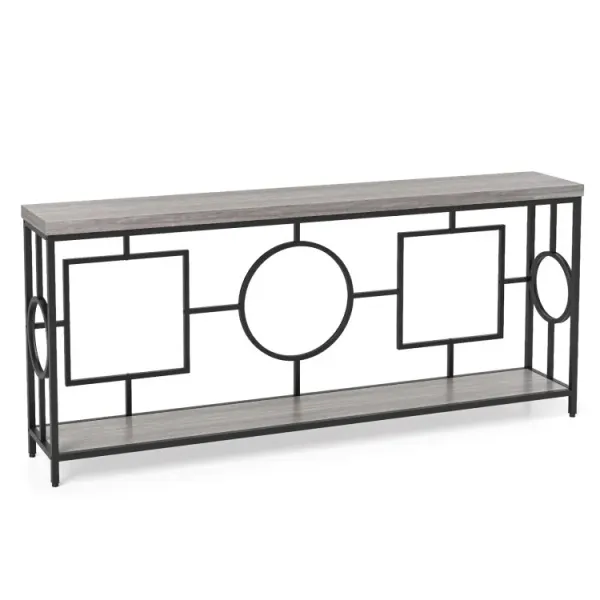 2-Tier Faux Marble Top Console Table with Storage Shelf for Hallway