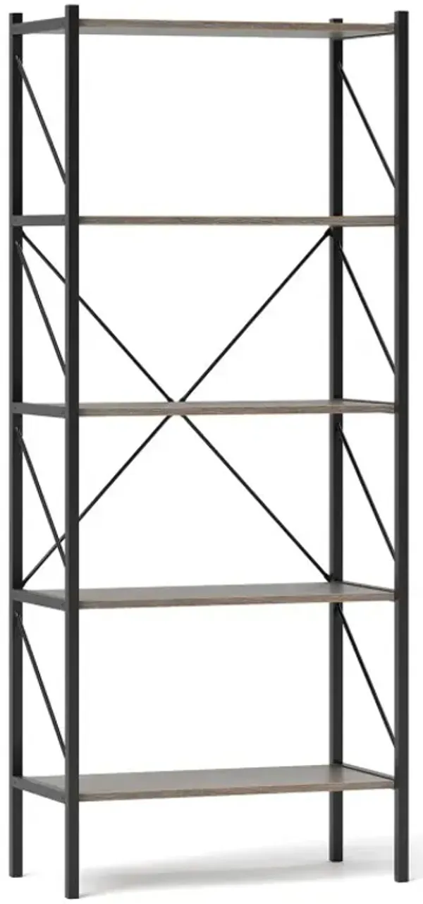 5-Tier Bookshelf with Open Shelves and Heavy Duty Metal Frame