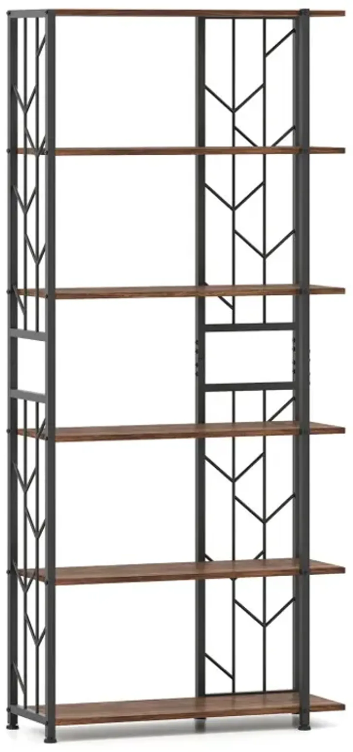 6-Tier Bookshelf Modern Geometric Bookcase with Heavy-duty Metal Frame and Anti-tipping Kits