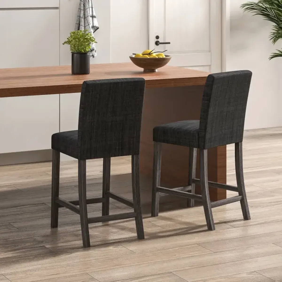 Counter Height Bar Stools Set of 2 with Back and Footrest
