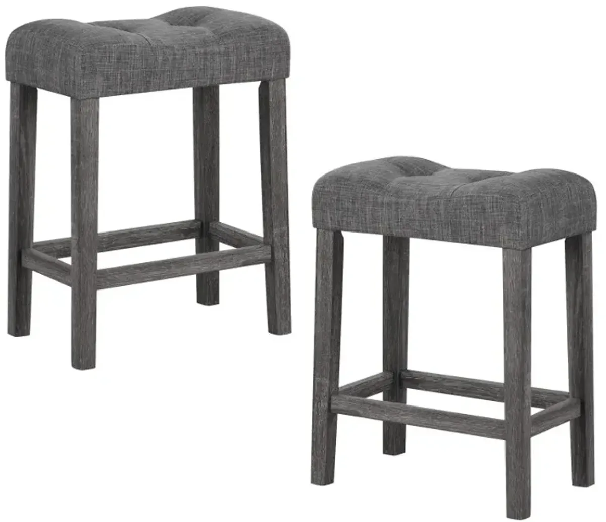 24 Inch Set of 2 Saddle Bar Stools with Padded Seat