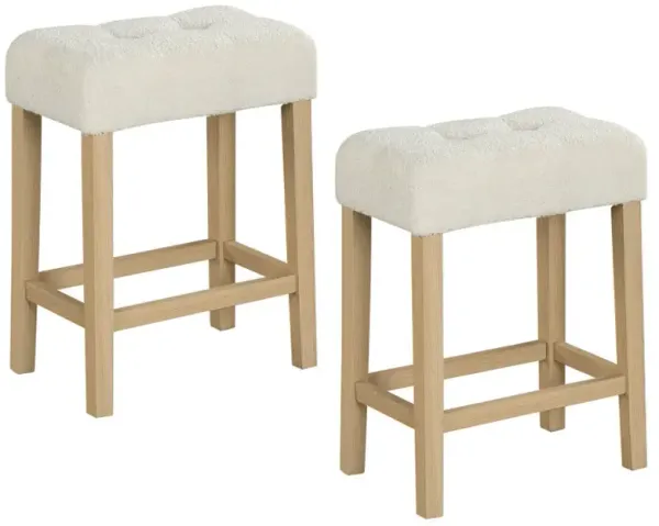 Modern Counter Height Bar Stools Set of 2 with Rubber Wood Legs