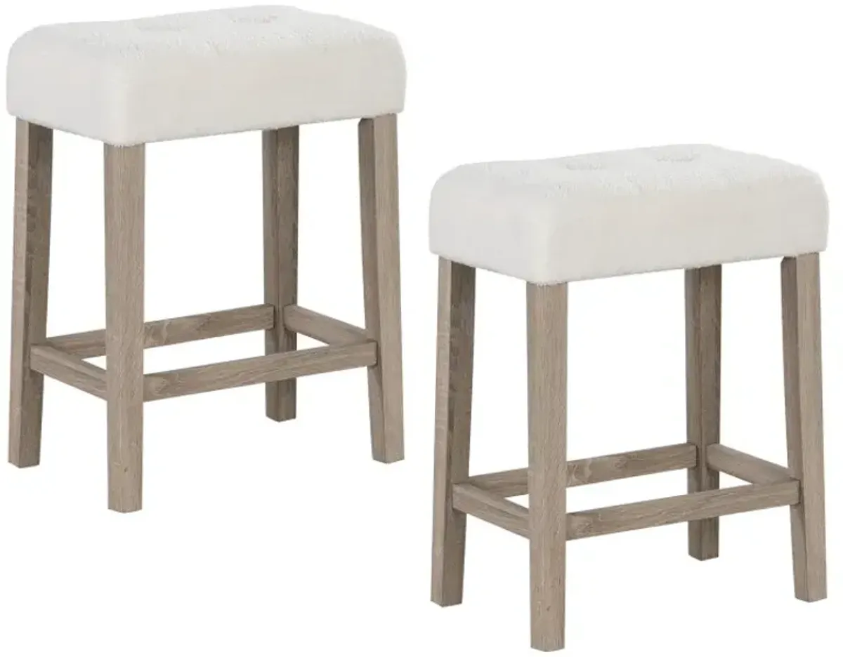 Modern Counter Height Bar Stools Set of 2 with Rubber Wood Legs