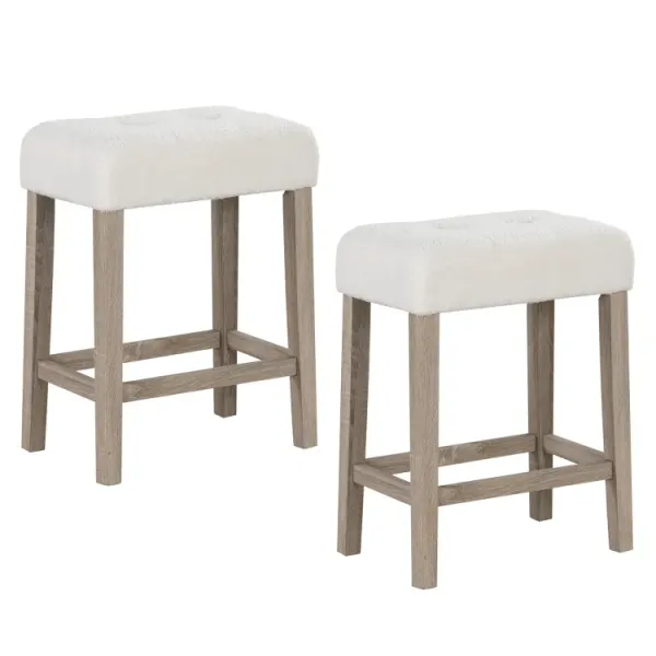Modern Counter Height Bar Stools Set of 2 with Rubber Wood Legs