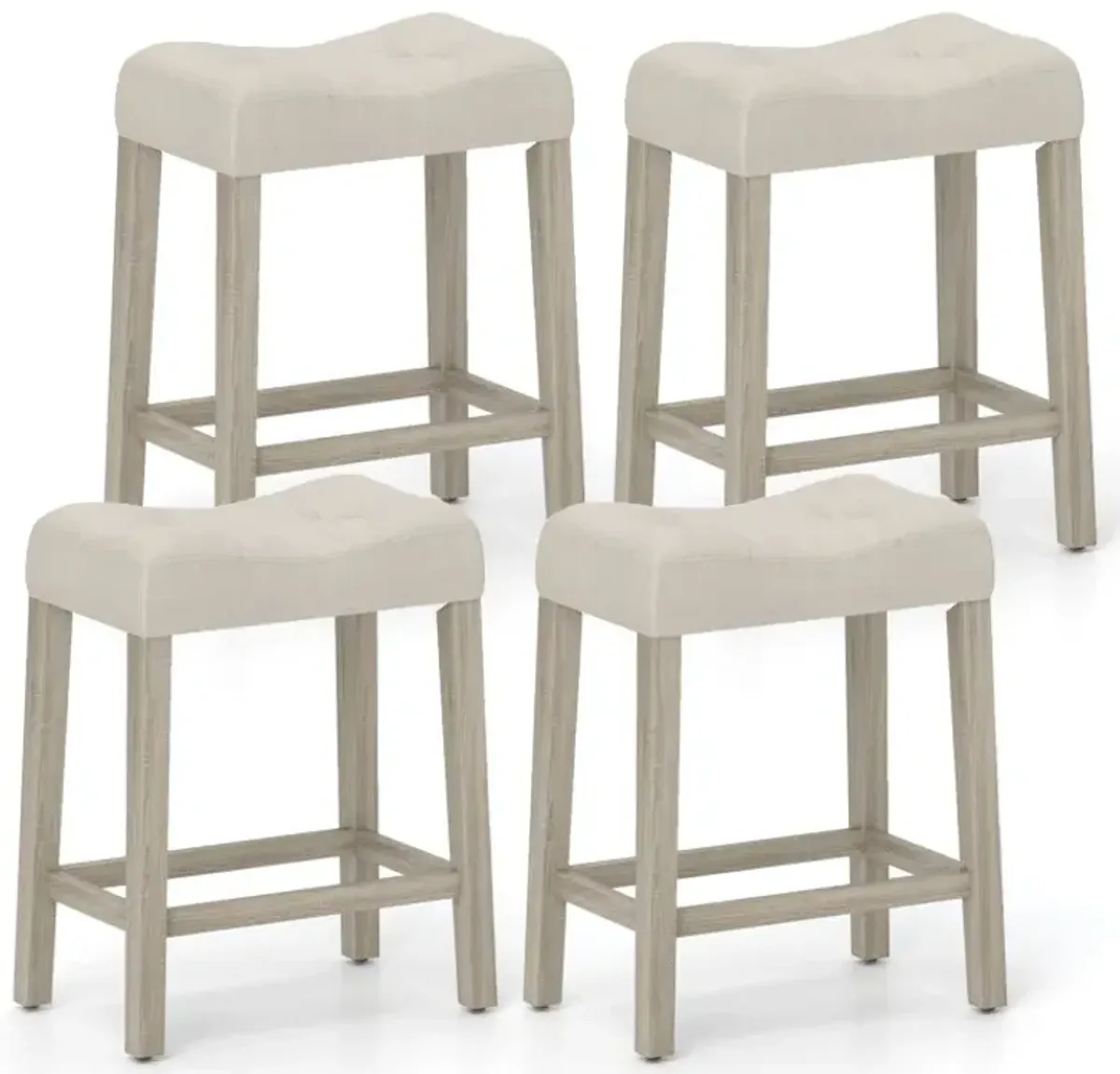 Set of 2/4 Upholstered Counter Height Bar Stool with Curved Saddle-Seat