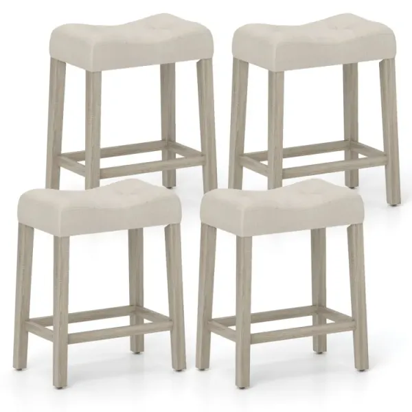 Set of 2/4 Upholstered Counter Height Bar Stool with Curved Saddle-Seat