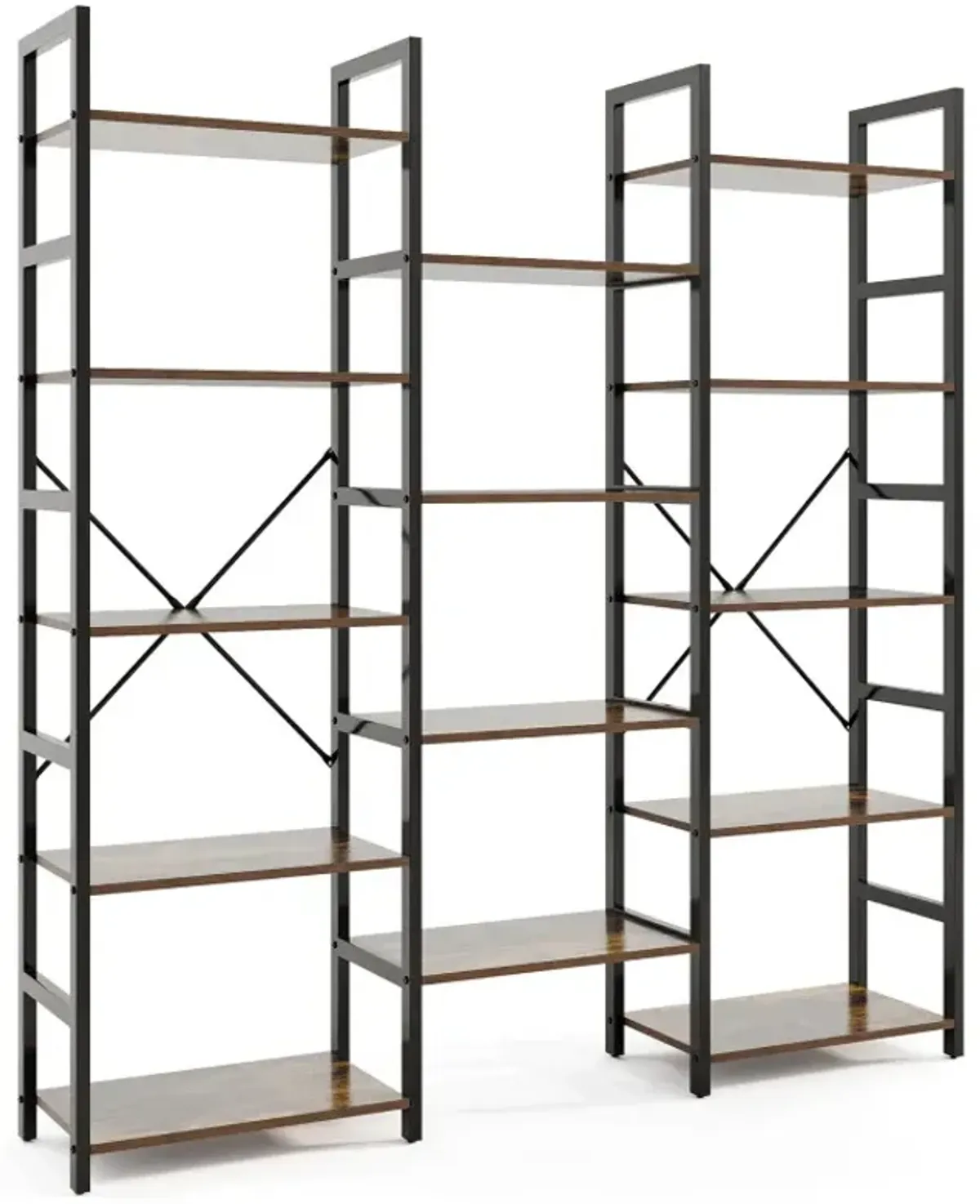 5-tier Triple Wide Heavy-duty Metal Frame Industrial Bookshelf