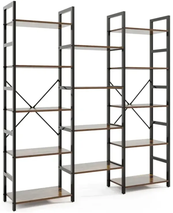 5-tier Triple Wide Heavy-duty Metal Frame Industrial Bookshelf