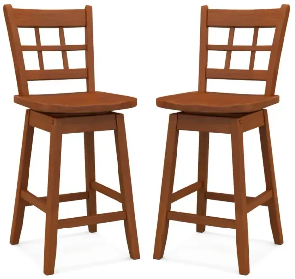 Counter Height Barstools Set of 2 with 6-Grid Hollow Back and Seat