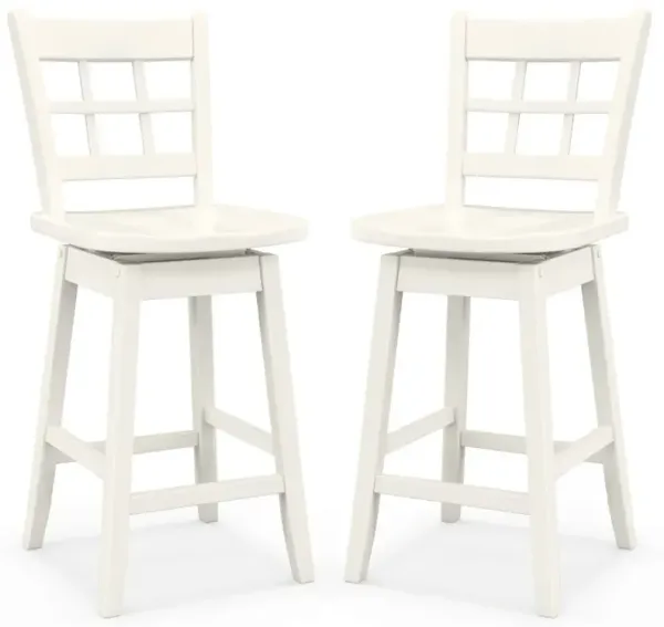 Counter Height Barstools Set of 2 with 6-Grid Hollow Back and Seat