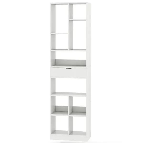 7-tier Bookshelf with Drawer 180cm Floor Standing Display Rack Storage Shelf