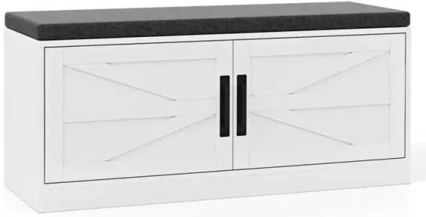 Shoe Bench with Cushion Farmhouse Shoe Rack Organizer with 2 Barn Doors