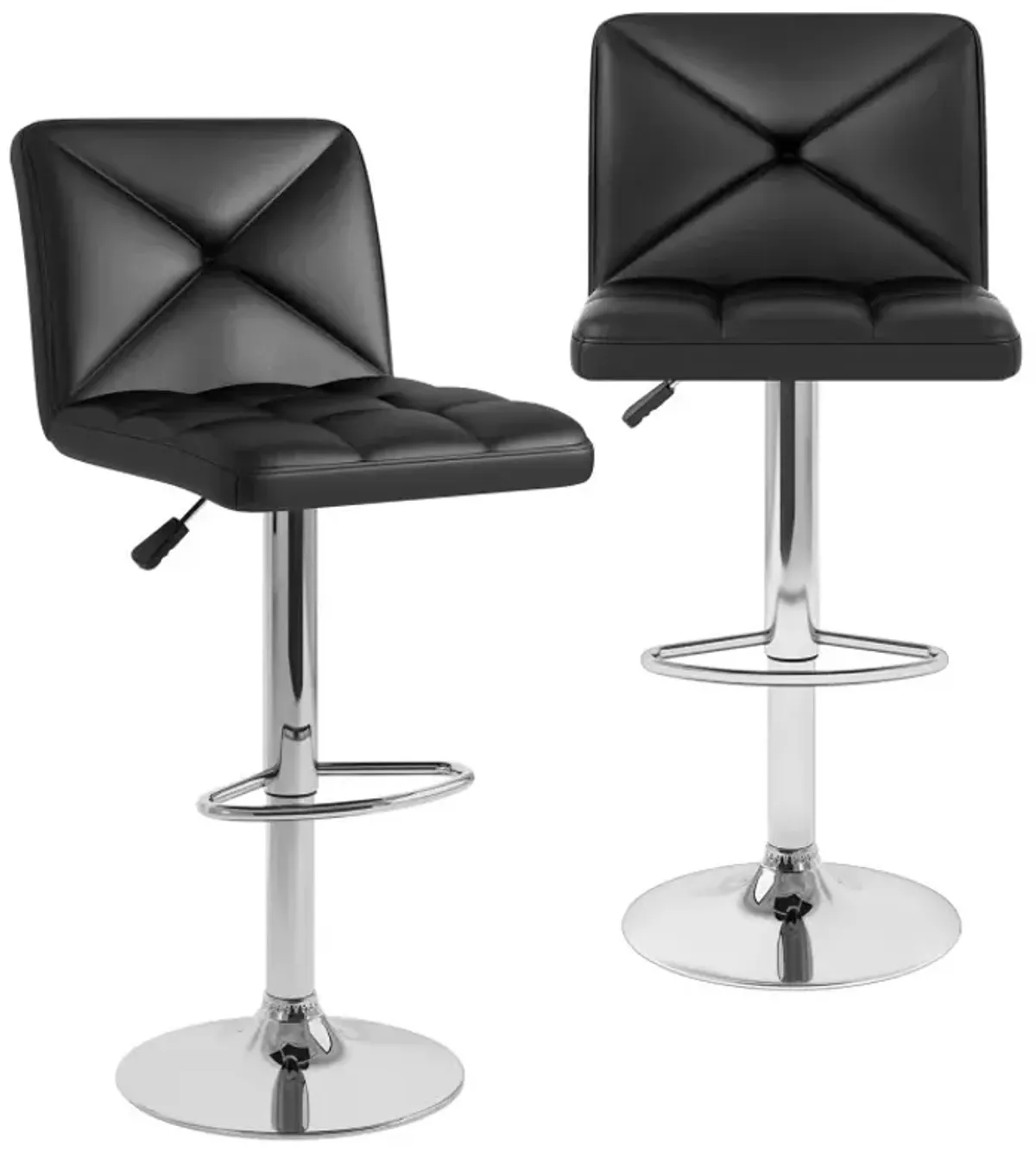 PU Leather Upholstered Bar Stools Set of 2 with Back and Adjustable Height