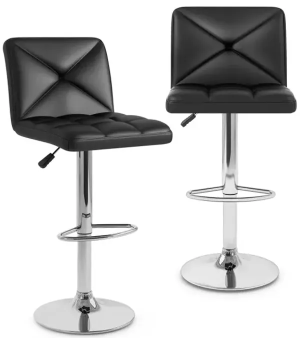 PU Leather Upholstered Bar Stools Set of 2 with Back and Adjustable Height