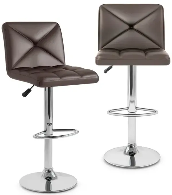 PU Leather Upholstered Bar Stools Set of 2 with Back and Adjustable Height