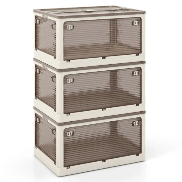 3-Pack Stackable Storage Bins with Lids with 5 Opening Ways