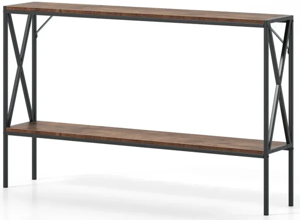 Narrow Console Table 2-Tier Entryway Table with Storage