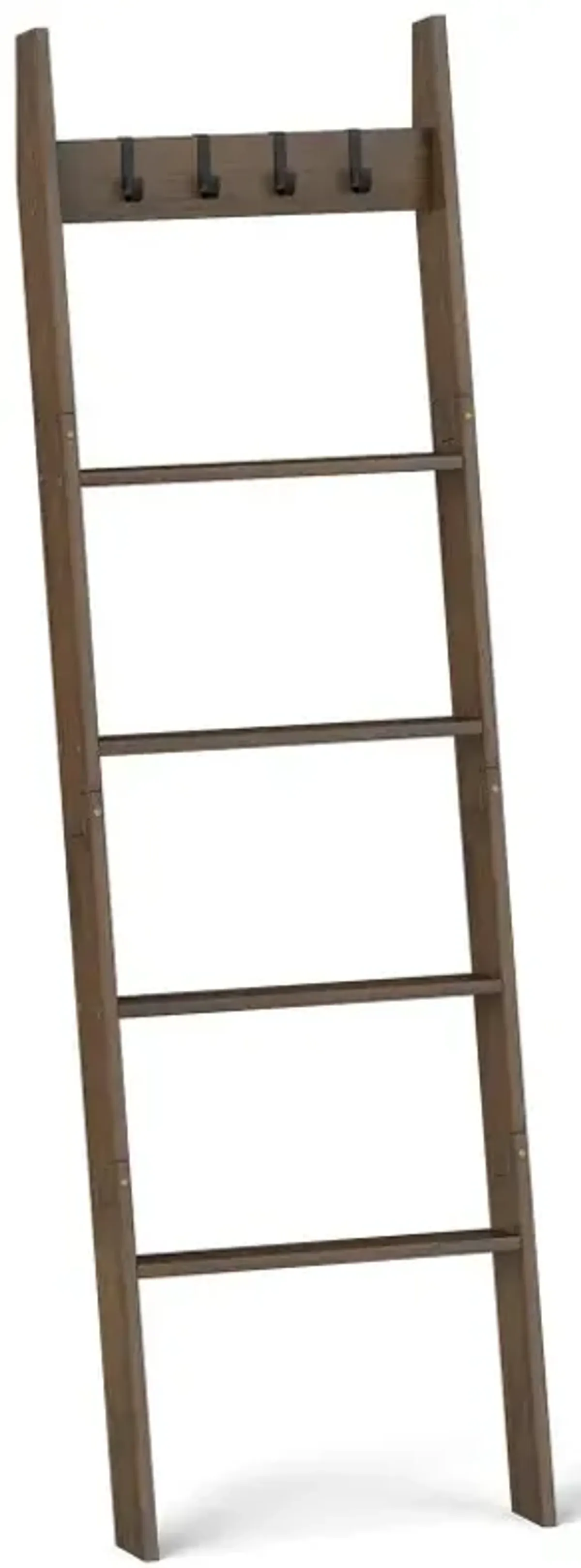 5-Tier Bamboo Ladder Bookshelf with 4 Removable Hooks