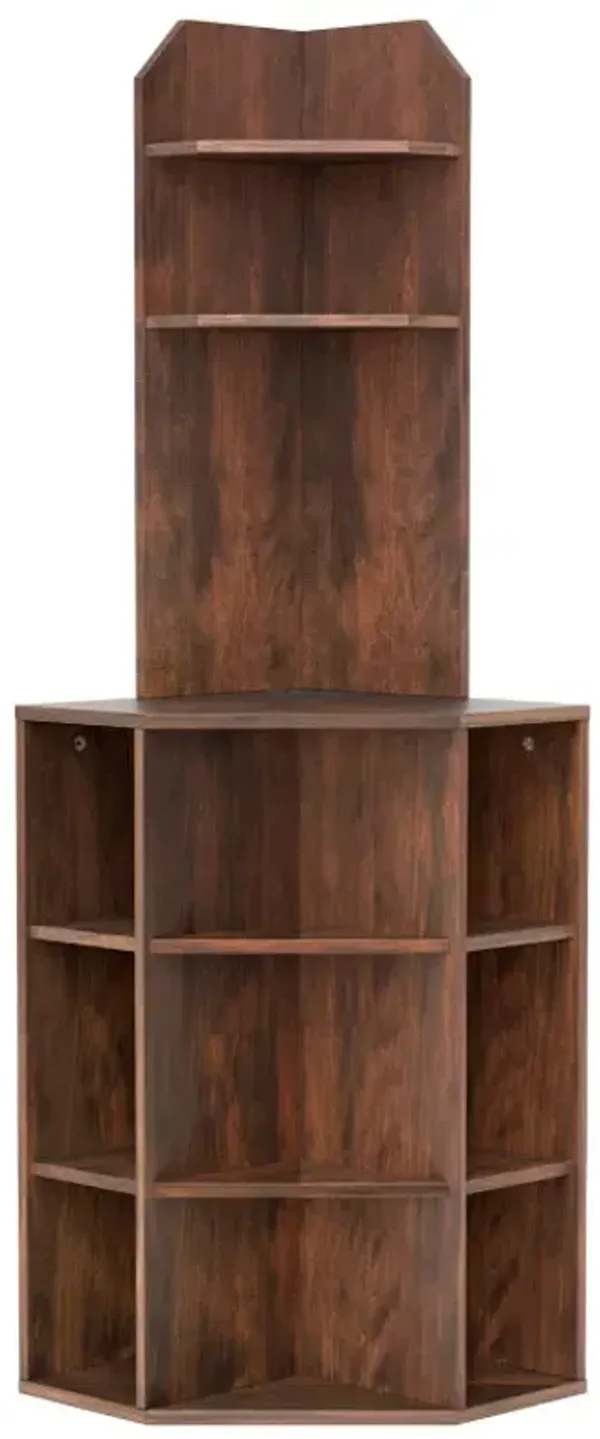 6-Tier Corner Shelf with Charging Station and 2 USB Ports