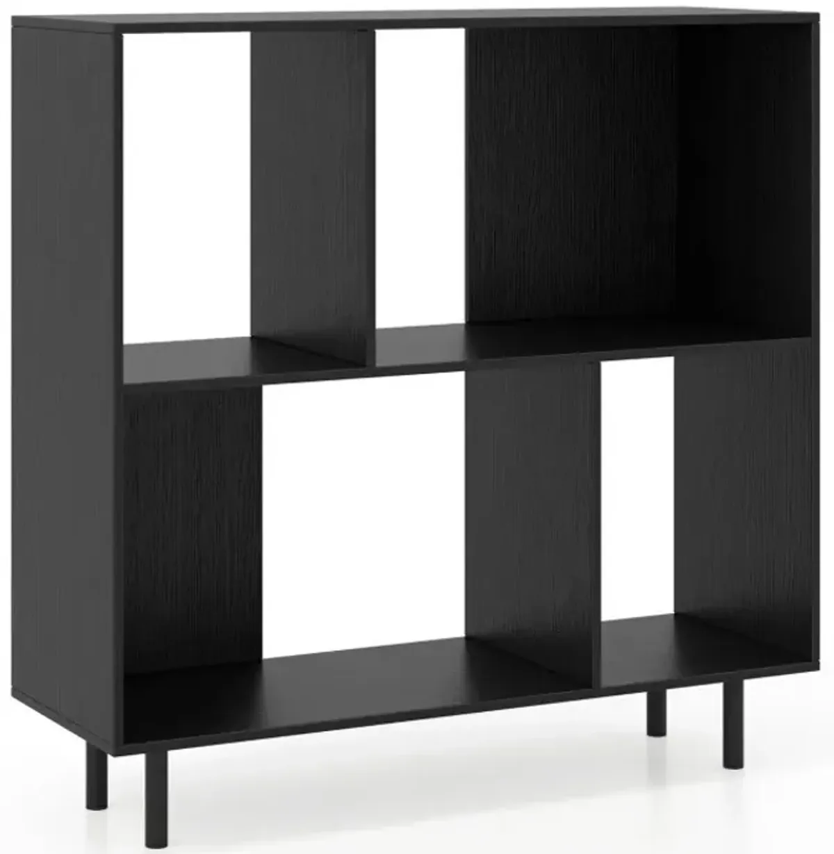 Open Shelf Bookcase with 4 Compartments