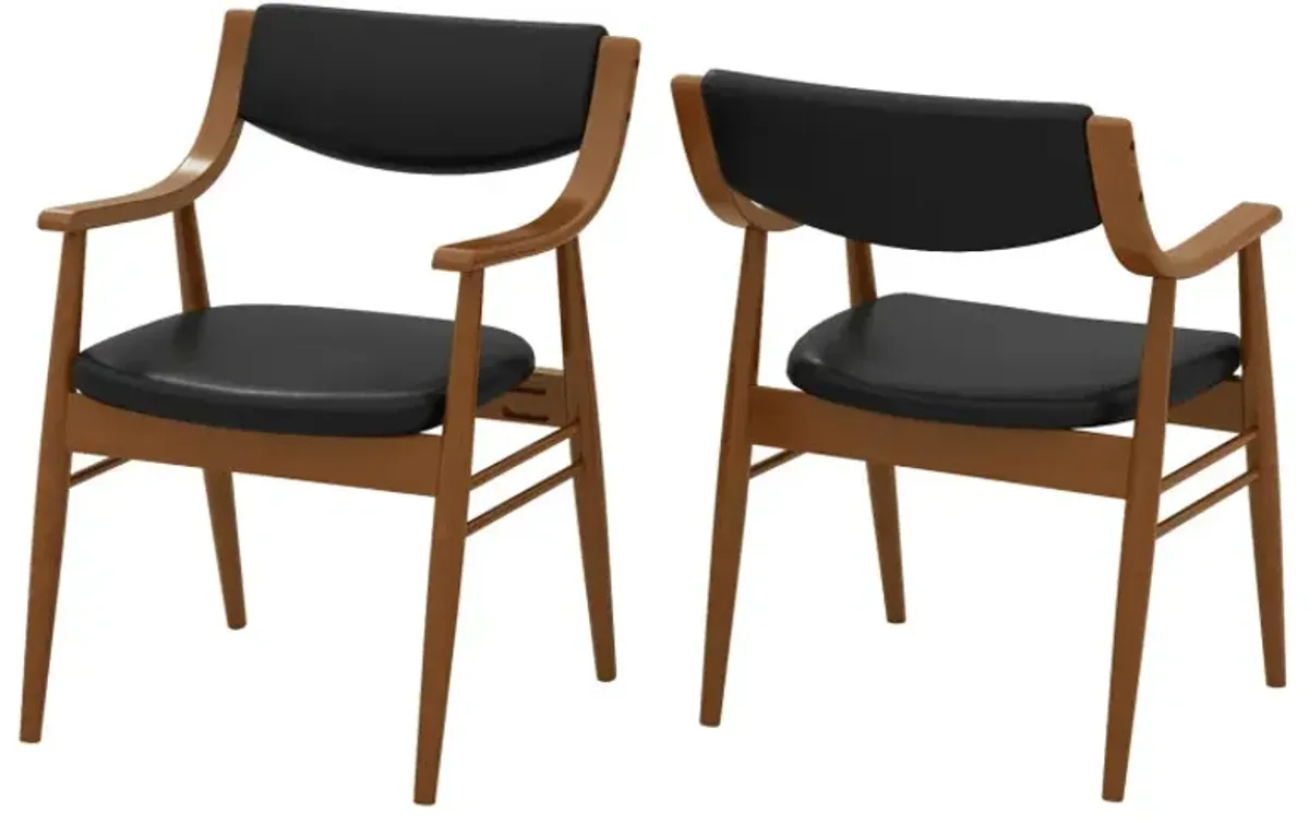 Wooden Dining Chair Set of 2 with Padded Seat and Back