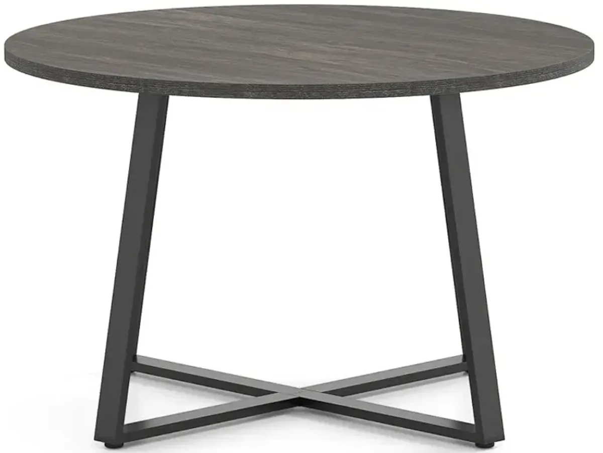 47 Inch Round Dining Table with Stable X-shaped Base and Round Thickened Tabletop