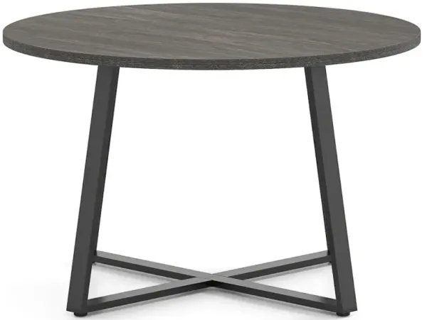 47 Inch Round Dining Table with Stable X-shaped Base and Round Thickened Tabletop