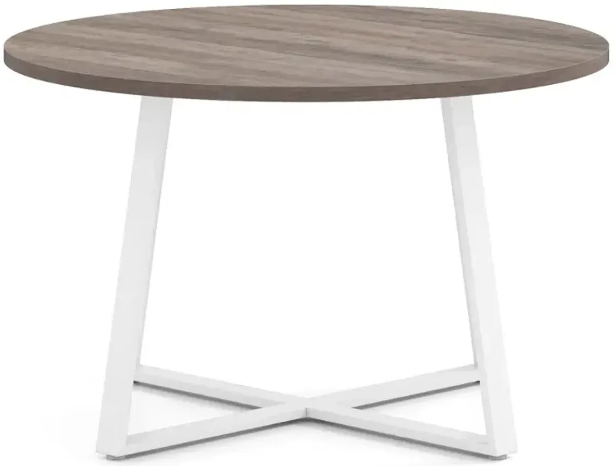 47 Inch Round Dining Table with Stable X-shaped Base and Round Thickened Tabletop