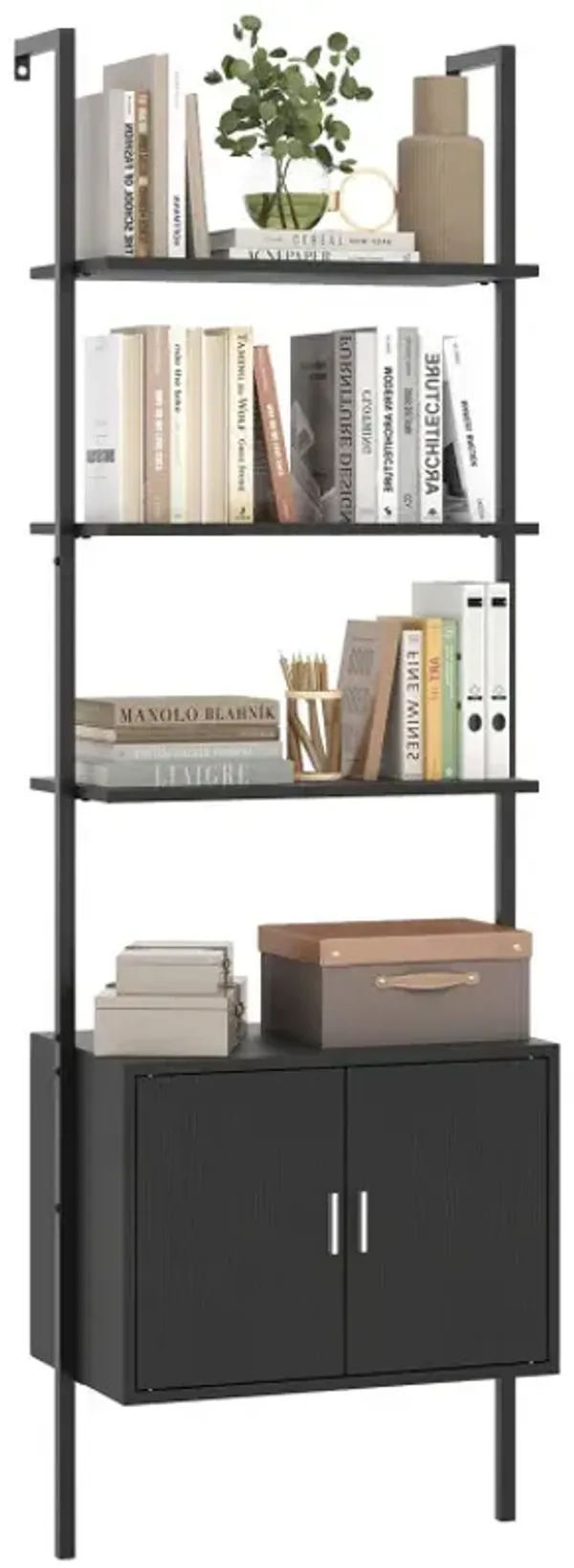 72.5 Inch Tall Bookshelf with Cabinet Anti-Tipping Kits and Metal Frame