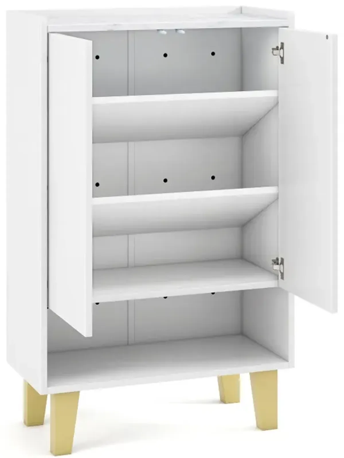 5-Tier Shoe Cabinet with Faux Marble Countertop and Flat Tilting Shelves