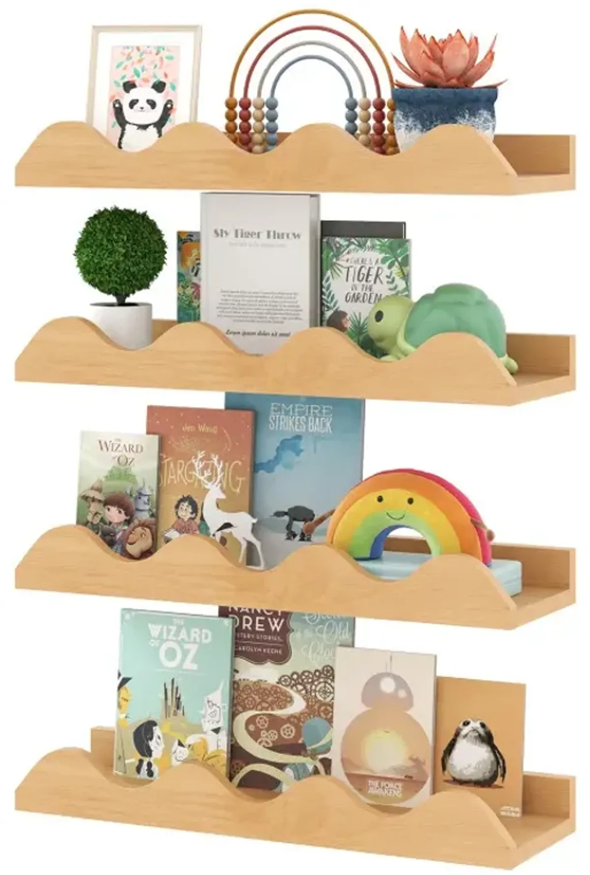 16 Inch Kids Bookshelf Set of 4 Floating Nursery Book Shelves for Decoration Book Toy Storage