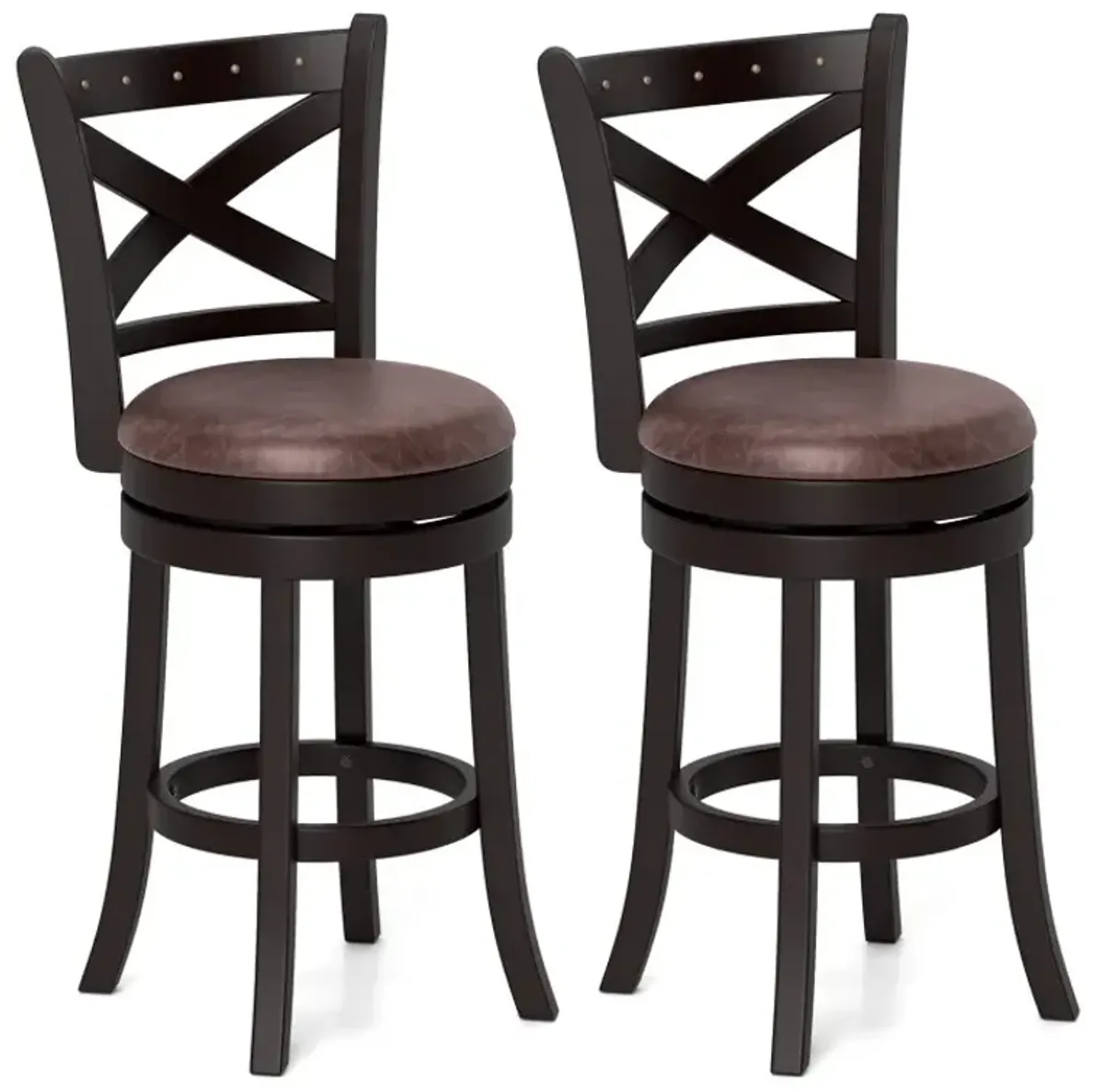 26/30 Inch Swivel Bar Stools Set of 2 Bar Chairs with Padded Seat