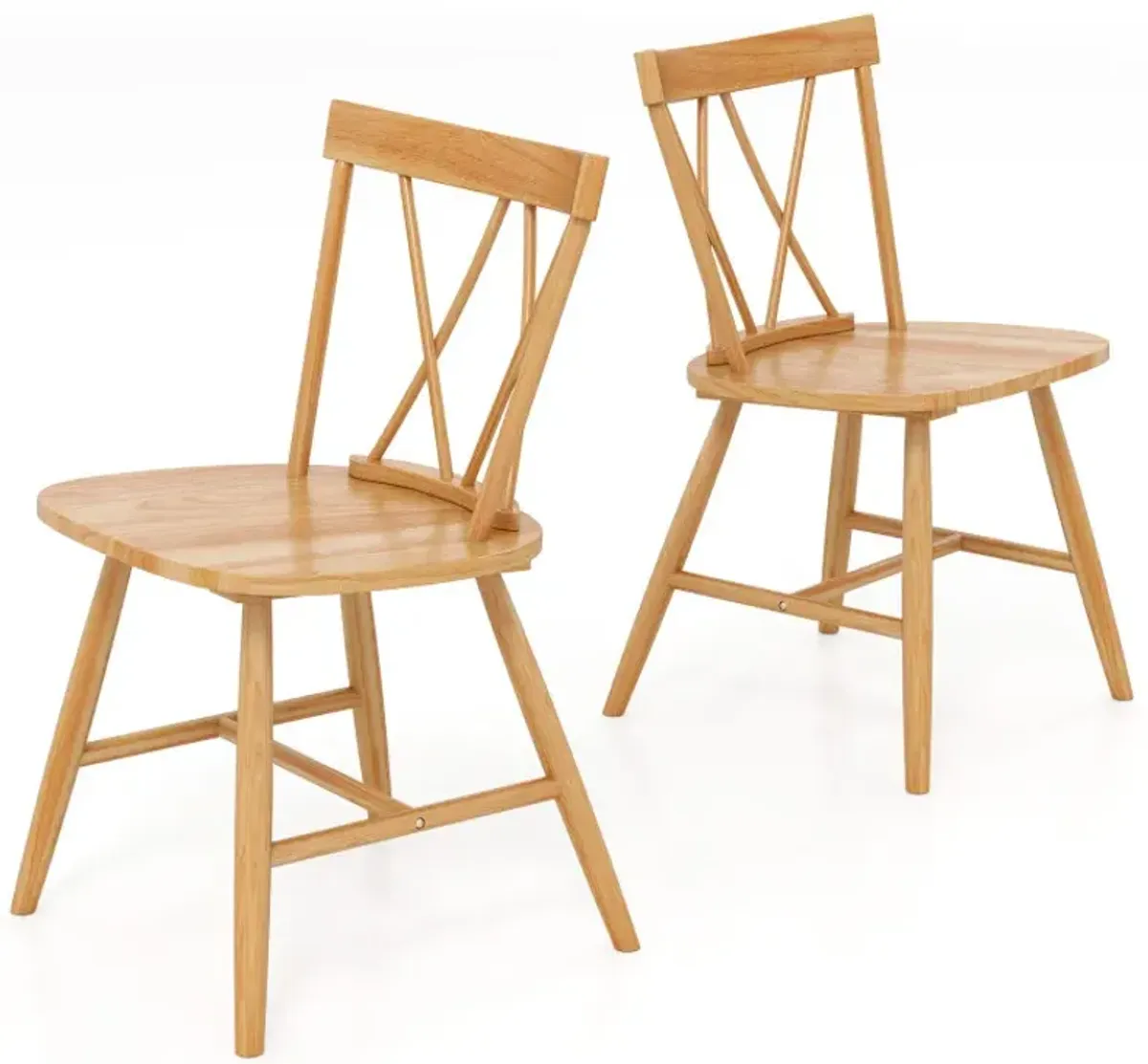 Farmhouse Kitchen Dining Chair Set of 2 with Rubber Wood Frame